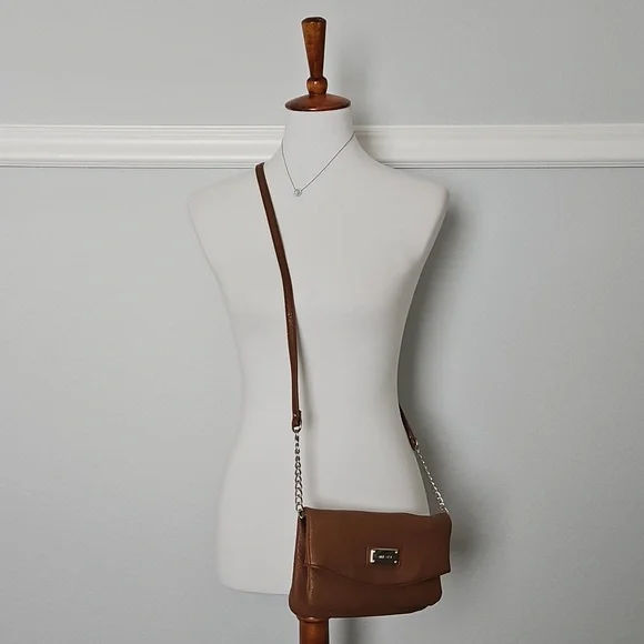 Nine West Crossbody Purse Convertible Wristlet Bag Brown Detachable Strap - Picture 3 of 12
